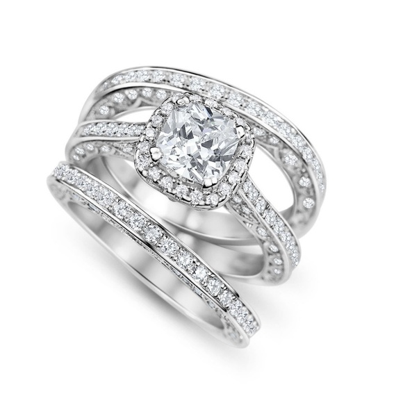 NEW 925 STERLING SILVER HALO CUSHION DIAMOND RING - Picture 5 of 6